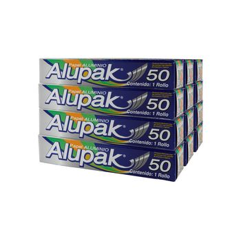 12 Rollos Papel Aluminio de Cocina Alupak de 36 metros c/u