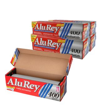 4 Rollos Papel Aluminio Jumbo AluRey de 67m c/u
