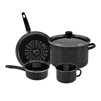 Batería de Cocina con Antiadherente Ekco Peltre Chic 8 Piezas de Aluminio - Negro