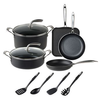 Batería de Cocina con Antiadherente Vasconia Urban 11 Piezas de Aluminio - Negro