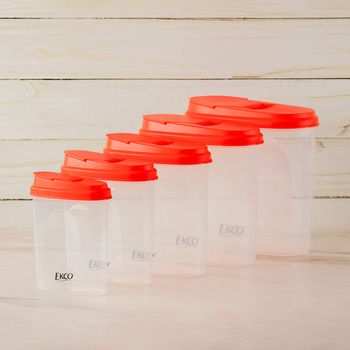 Contenedores Herméticos para Cereal 5 Piezas Ekco color Rojo