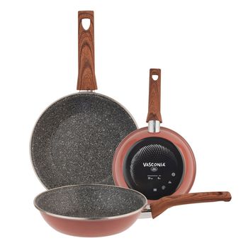 Juego de Sartenes Vasconia Prime de Vitroacero 3 Piezas - Rosa