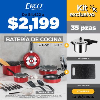 Kit Batería de Cocina + Olla Express y Accesorios 35 Piezas