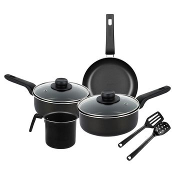 Batería de Cocina con Antiadherente Vasconia 8 Piezas de Aluminio - Negro