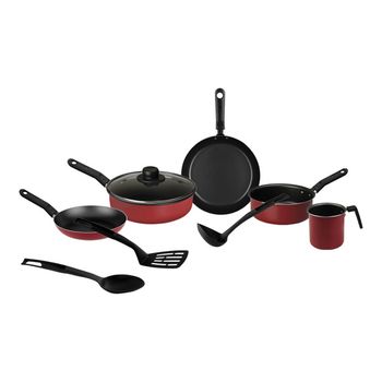 Batería de Cocina Ekco Trends 9 Piezas Rojo con Antiadherente