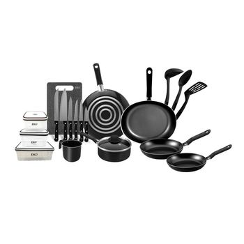 Batería de Cocina con Antiadherente Ekco 23 Piezas de Aluminio - Negro