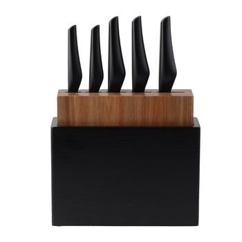 Set de Cuchillos con Tabla de Madera Vasconia 8 Piezas Negro