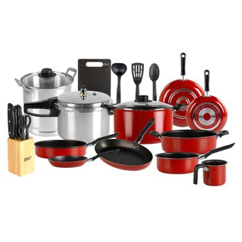 Batería de Cocina con Antiadherente Ekco Trends 21 Piezas de Aluminio - Rojo