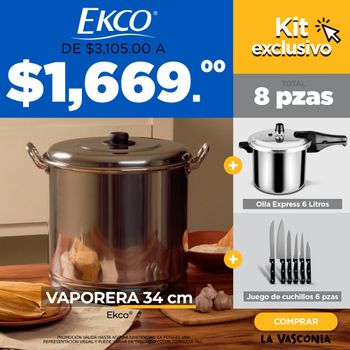 Kit de Olla Express® con Vaporera 34 cm y Cuchillos