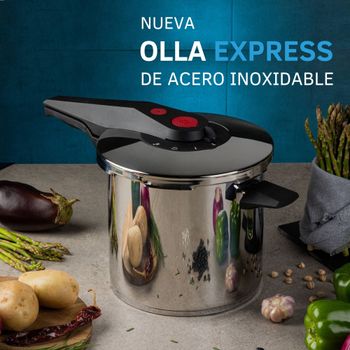 Olla Express Ekco Advance de Acero Inoxidable 7.6 Litros con 5 Sistemas de Seguridad