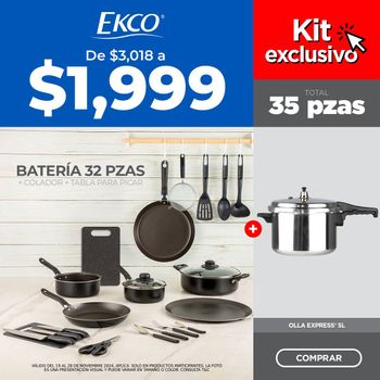 Kit de Cocina 35 Piezas con Batería, Olla Express y Accesorios