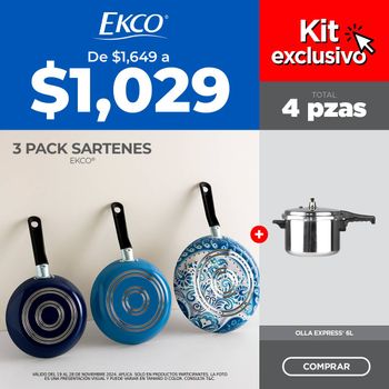 Kit de Cocina Exclusivo Ekco + 3 Pack de Sartenes