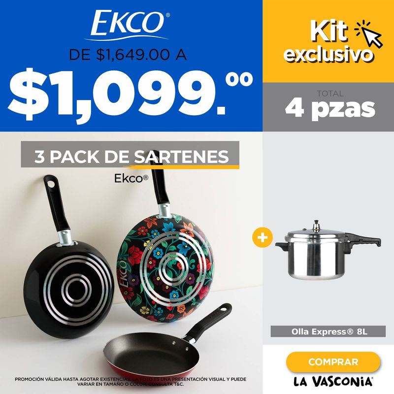 set-de-cocina-olla-express-ekco-mas-3-sartenes-antiadherentes