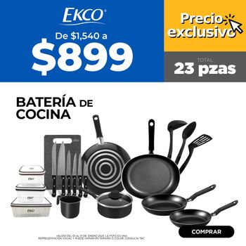 Batería de Cocina Ekco 23 Piezas Negro con Antiadherente