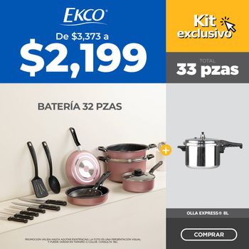 Kit Batería de Cocina + Olla Express Ekco 33 Piezas