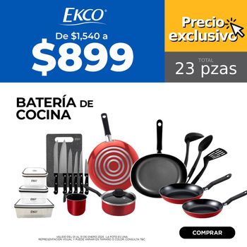 Batería de Cocina Ekco 23 Piezas Rojo con Antiadherente