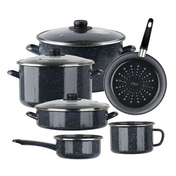 Batería de Cocina Ekco Victoria de Acero esmaltado 9 Pzas Gris