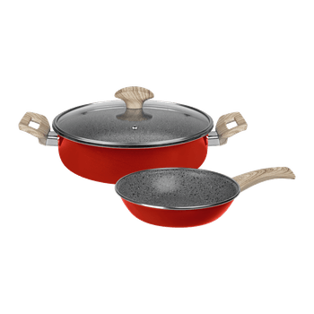 Batería de Cocina para Inducción con Antiadherente Vasconia Prime 3 Piezas de Vitroacero - Rojo