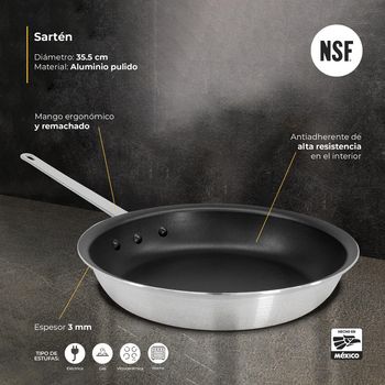 Sartén Vasconia Pro 35.5 cm con Antiadherente y 3 mm de Espesor