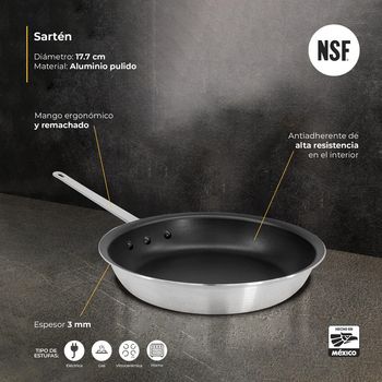 Sartén Vasconia Pro 17.7 cm con Antiadherente y 3 mm de Espesor