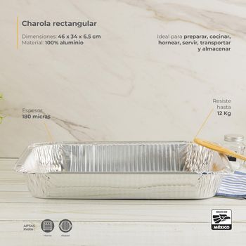 Charola Multiusos Rectangular Ekco 100% de Aluminio Resistente Hasta 12 Kg