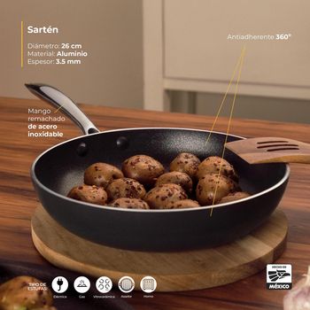 Sartén Antiadherente Vasconia Urban de Aluminio 26 cm - Negro