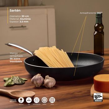 Sartén Antiadherente Vasconia Urban de Aluminio 30 cm - Negro