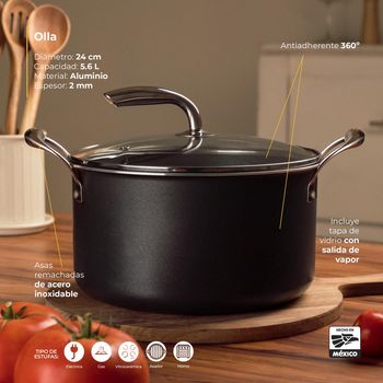 Olla con Tapa Vasconia Urban con Antiadherente Moonscape 5.6 L