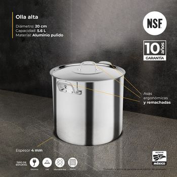 Olla alta Vasconia Pro de 4 mm de espesor con 10 años de garantía
