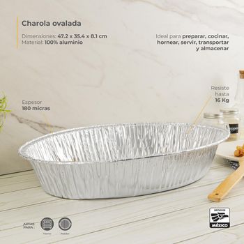 Charola Multiusos Ovalada Ekco 100% de Aluminio Resistente Hasta 16 Kg