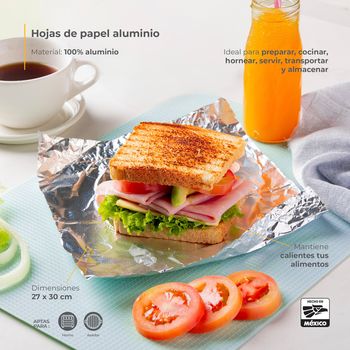 Hojas de Papel Aluminio 200 Piezas Ekco de 27 cm x 30 cm