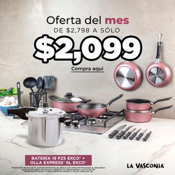 Kit Batería de Cocina 19 Piezas Ekco Rosa más Olla Express Ekco