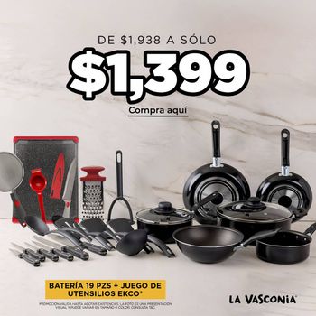 Kit Batería de Cocina de 19 Piezas con Juego de Utensilios Ekco