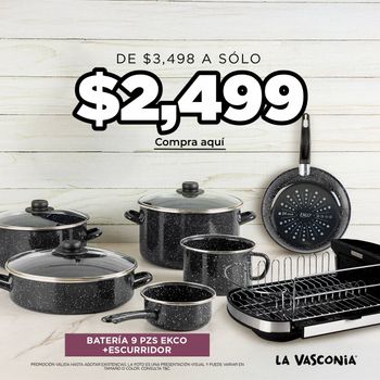 Kit Batería de Cocina para Inducción de 9 Piezas Ekco con Escurridor