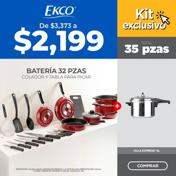 Kit Batería de Cocina Ekco + Olla Express y Accesorios 35 Piezas