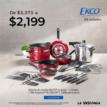Kit Batería de Cocina Ekco + Olla Express y Accesorios 35 Piezas