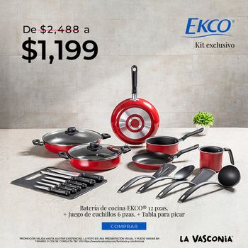 Kit Ekco Classic Red Exclusivo de 19 piezas de aluminio y más