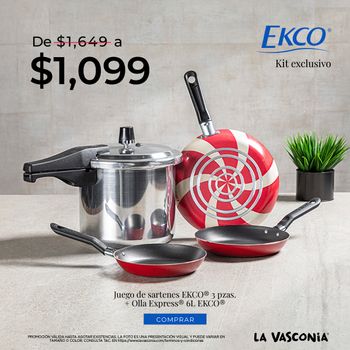 Olla Express Ekco Classic + 3 Pack de Sartenes Antiadherentes