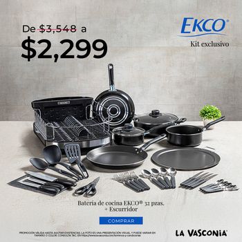Kit Batería de Cocina de 32 Piezas Ekco con Escurridor