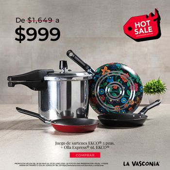 Set de Cocina Olla Express Ekco + 3 Sartenes Antiadherentes