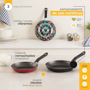 Set de Cocina Olla Express Ekco + 3 Sartenes Antiadherentes