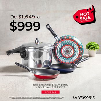 Kit de Cocina Olla Express Ekco Classic + 3 Pack de Sartenes