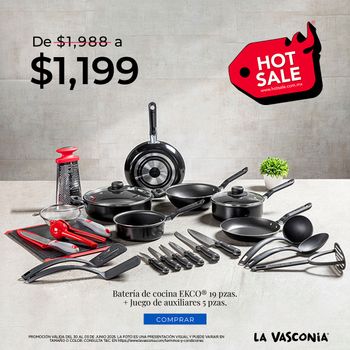 Kit Batería de Cocina de 19 Piezas con Juego de Utensilios Ekco