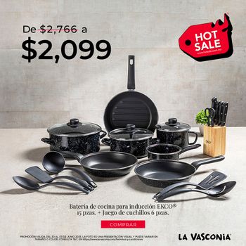 Batería de Cocina para Estufa de Inducción y Cuchillos 21 Piezas