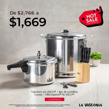 Kit de Olla Express® con Vaporera 34 cm y Cuchillos