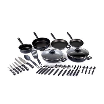 Batería de Cocina con Antiadherente Ekco 32 Piezas de Aluminio - Negro