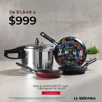 Set de Cocina Olla Express Ekco + 3 Sartenes Antiadherentes