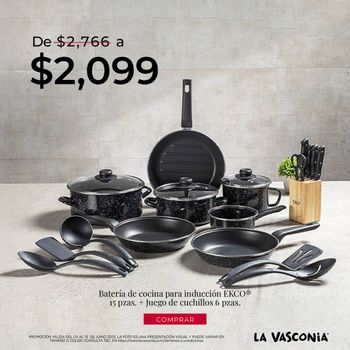 Batería de Cocina para Estufa de Inducción y Cuchillos 21 Piezas