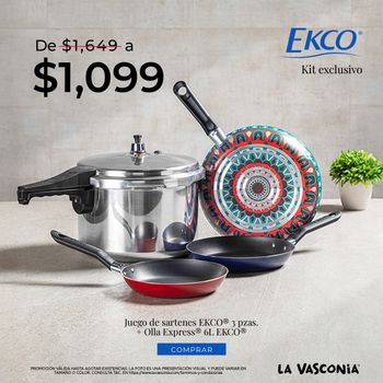 Kit de Cocina Olla Express Ekco Classic + 3 Pack de Sartenes