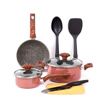 Batería de Cocina para Inducción con Antiadherente Vasconia Prime 9 Piezas de Vitroacero - Rosa